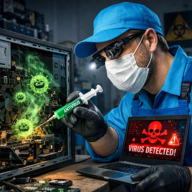 Лечение компьютера от вирусов в Зеленогорске на дому